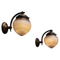 Antique Holophane Acorn Sconces, France, circa 1920