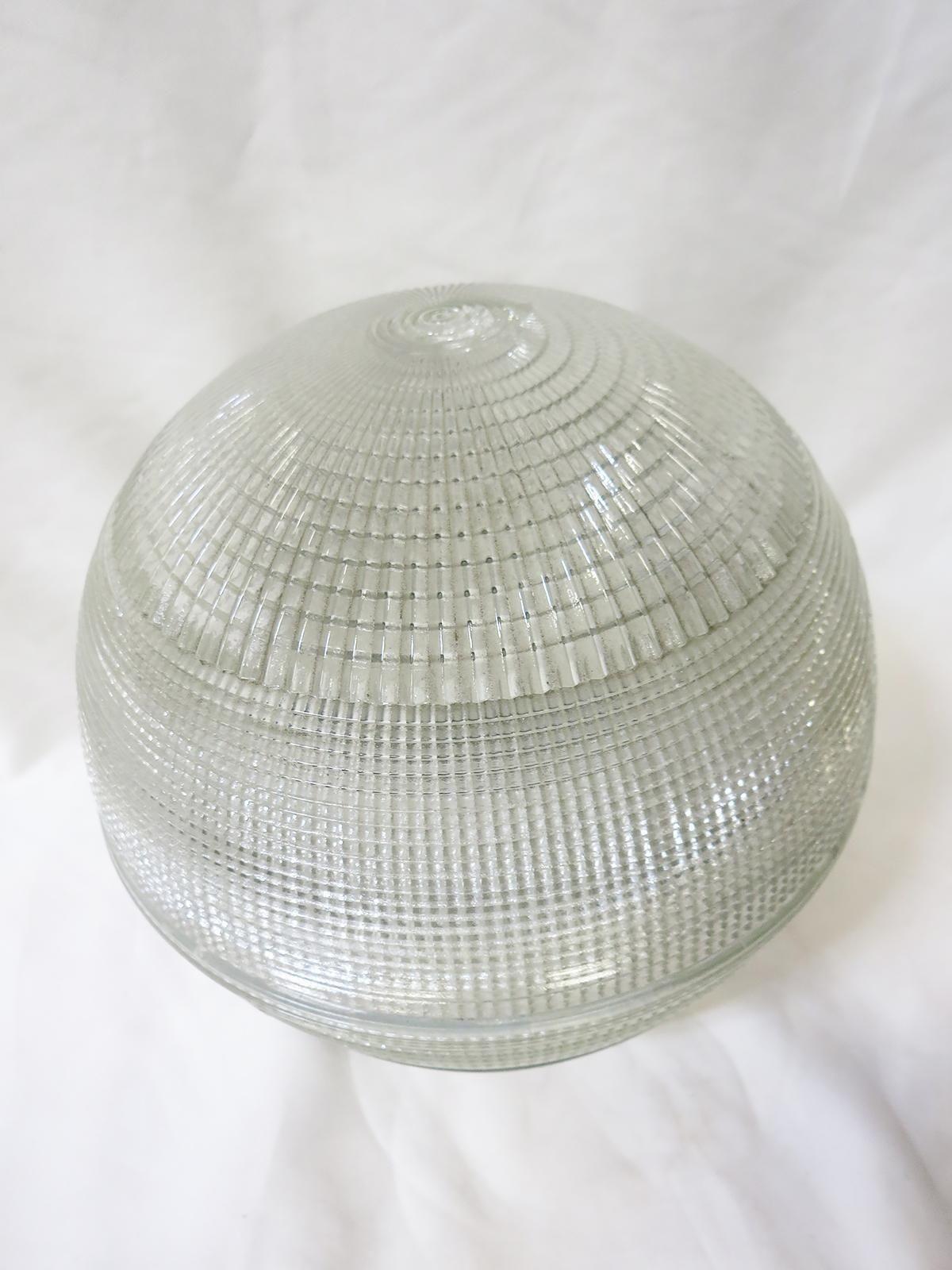 20th Century Holophane Ball Ceiling Glass Globe Pendant