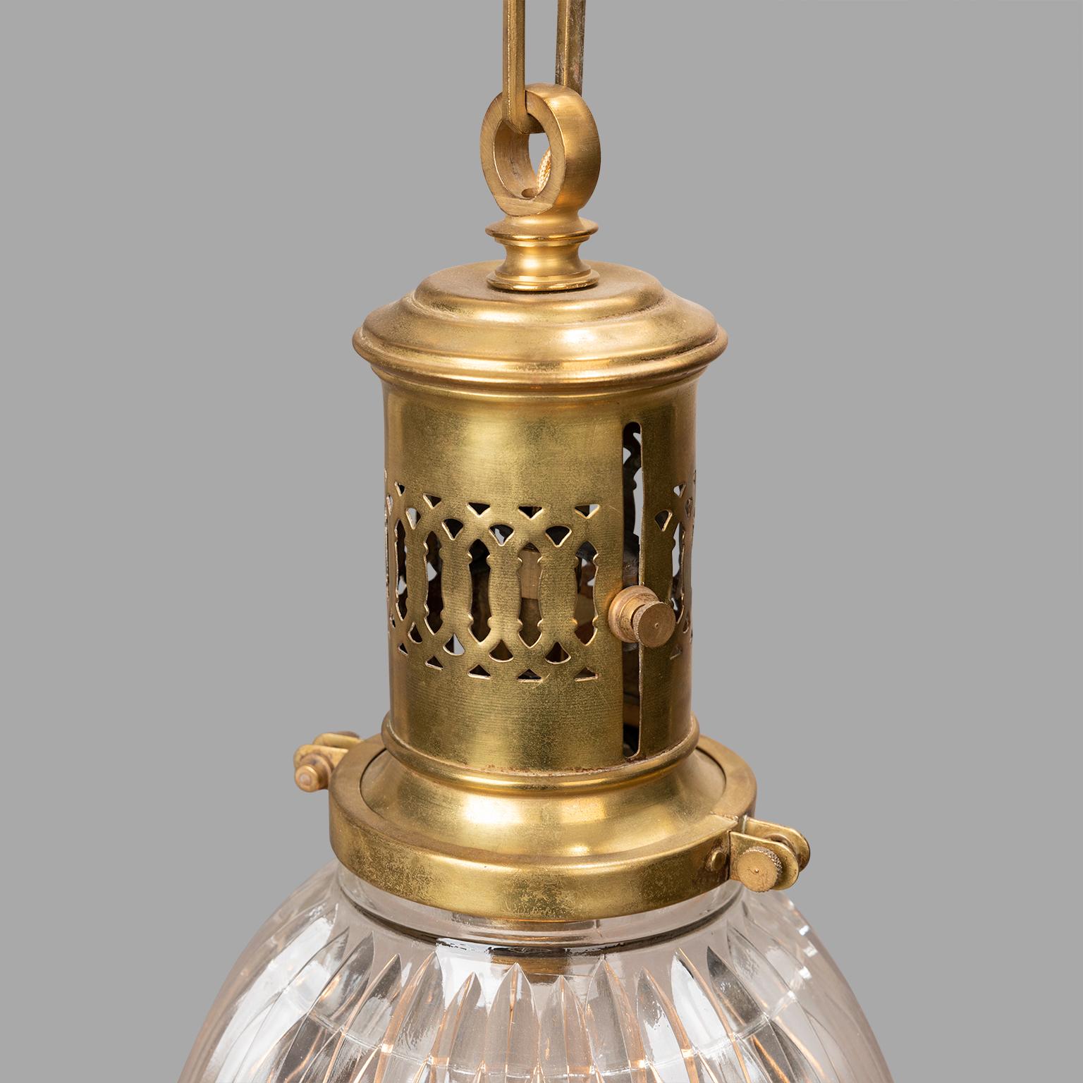 Holophane Brass Pendant, circa 1920 In Good Condition For Sale In Saint-Ouen, FR