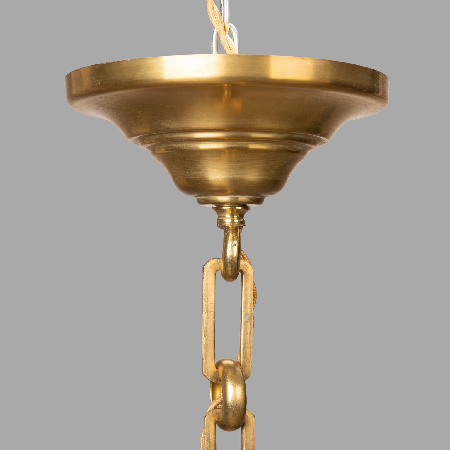 Early 20th Century Holophane Brass Pendant, circa 1920 For Sale