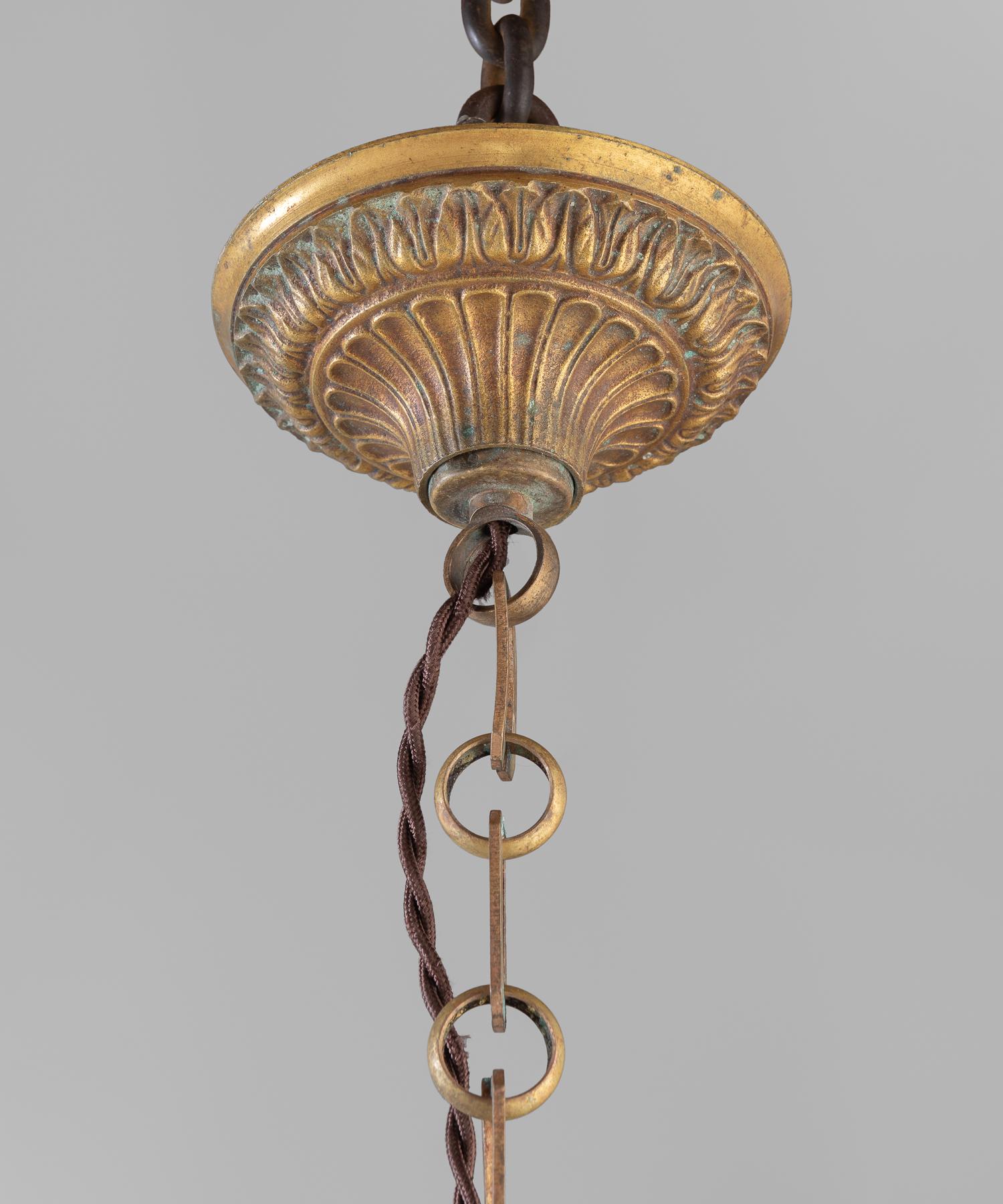 Mid-20th Century Holophane Brass Pendant, England, circa 1930