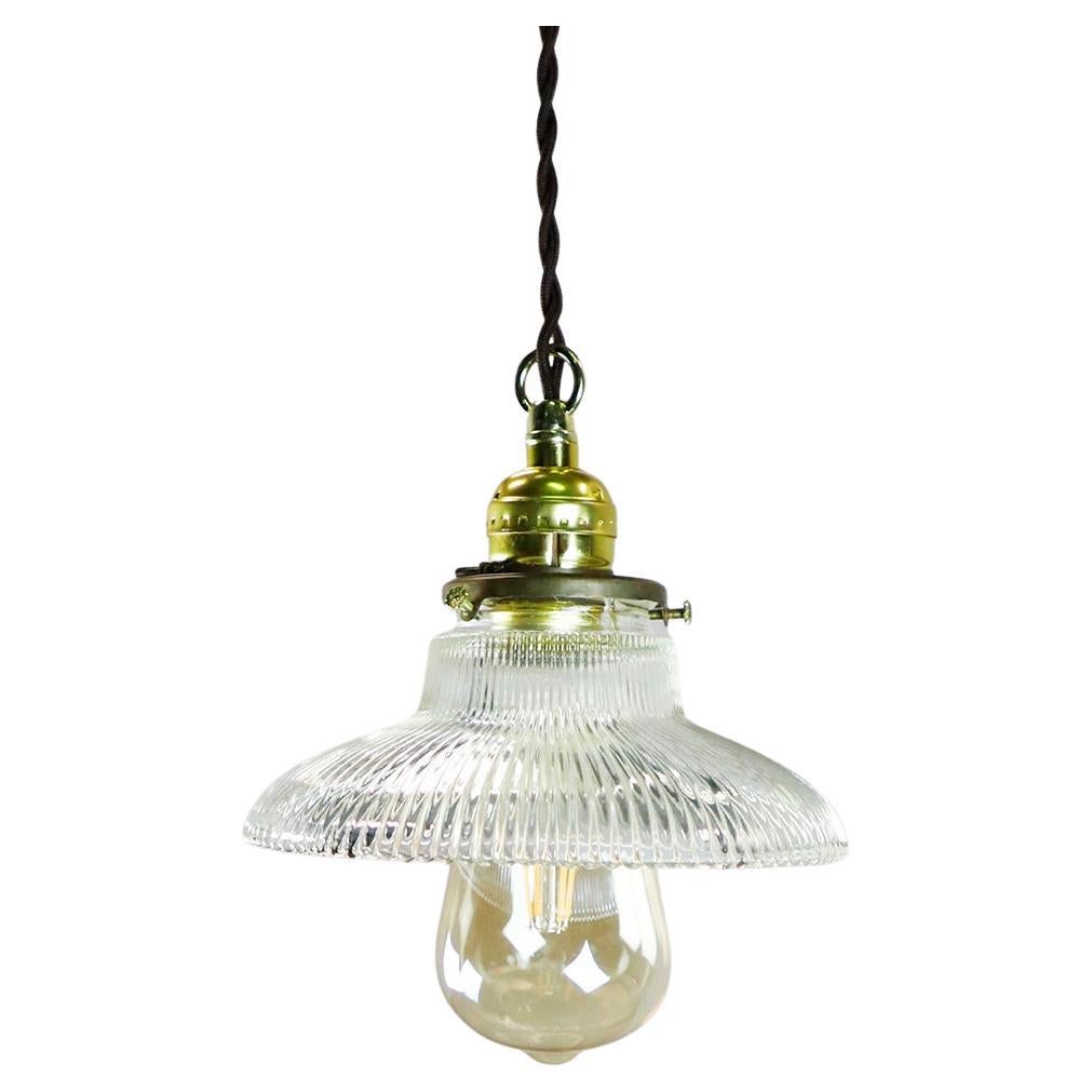 Holophane Clear Glass Vintage Industrial Pendant Light 10