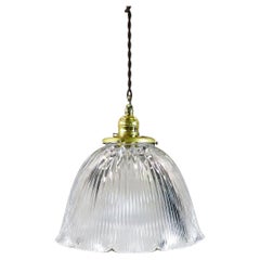 Holophane Clear Glass Vintage Industrial Pendant Light 13