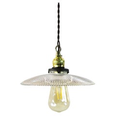 Holophane Clear Glass Vintage Industrial Pendant Light 2