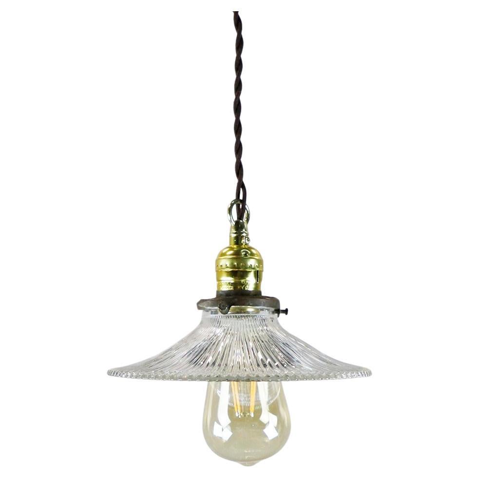 Holophane Clear Glass Vintage Industrial Pendant Light 7