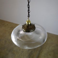 Holophane Clear Glass Vintage Industrial Pendant Light