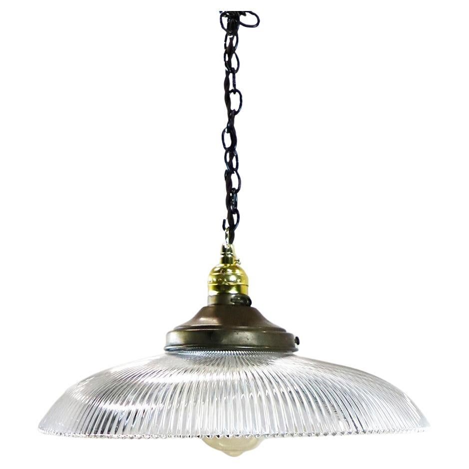Lámpara Colgante Industrial Vintage de Cristal Transparente Holophane