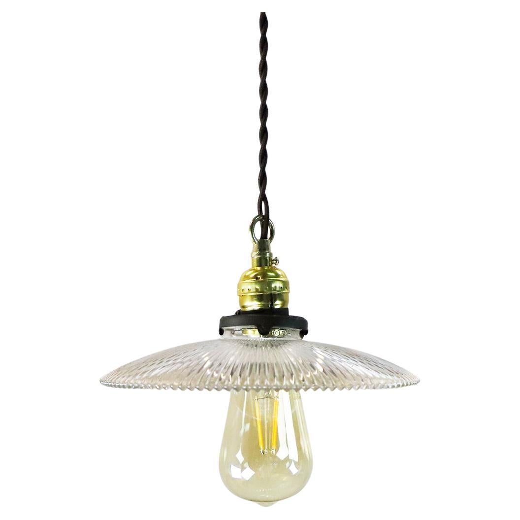 Lámpara Colgante Industrial Vintage de Cristal Transparente Holophane