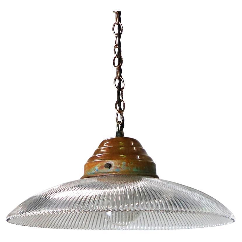 Holophane Verre clair Lampe pendante industrielle vintage