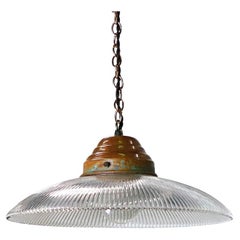 Holophane Verre clair Lampe pendante industrielle vintage