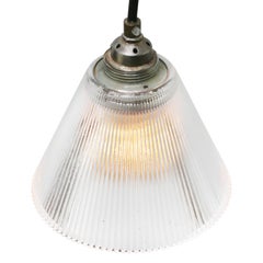 Holophane Clear Glass Vintage Industrial Pendant Lights