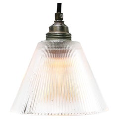 Holophane Clear Glass Vintage Industrial Pendant Lights