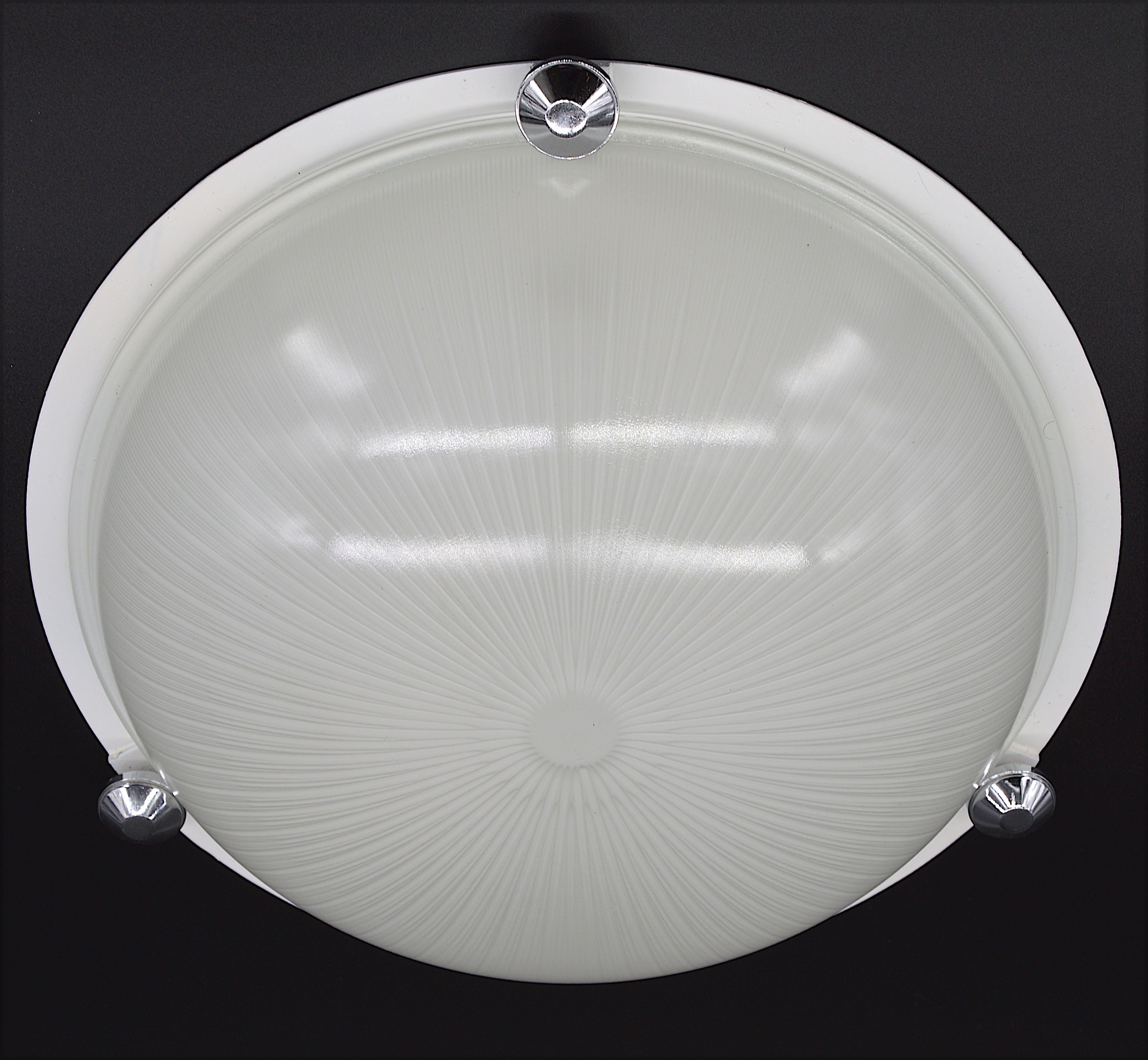 Mid-20th Century Holophane French Art Deco Flush Mount, 1930s For Sale
