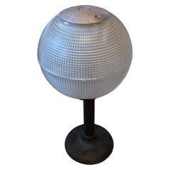 Holophane glass and cast iron floor lamp, France 1970s