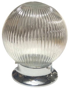 Holophane Glass Globe Pendant Light with Chrome Fitter