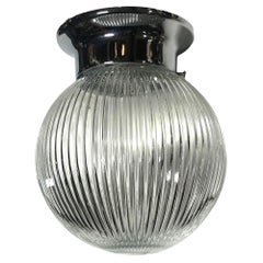 Holophane Glass Globe Pendant Light with Chrome Fitter
