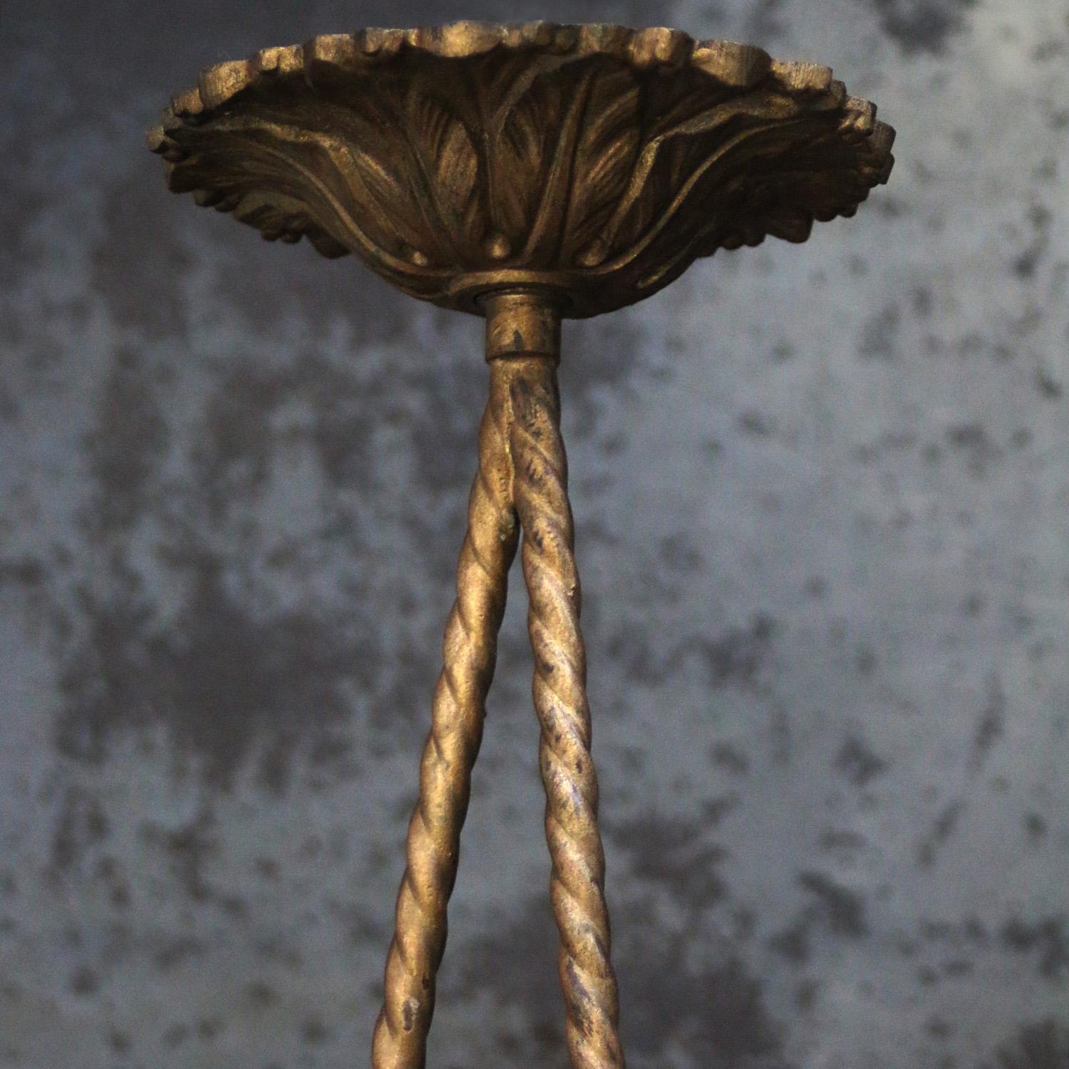 Holophane Glass Vintage Brass Pendant Light 4