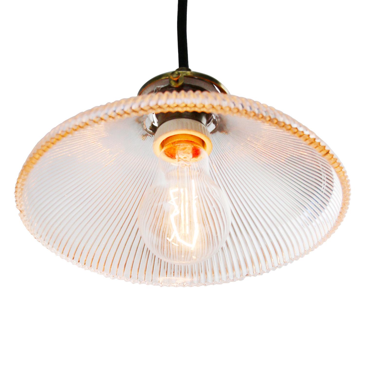 American Holophane Glass Vintage Industrial Hanging Light Pendant