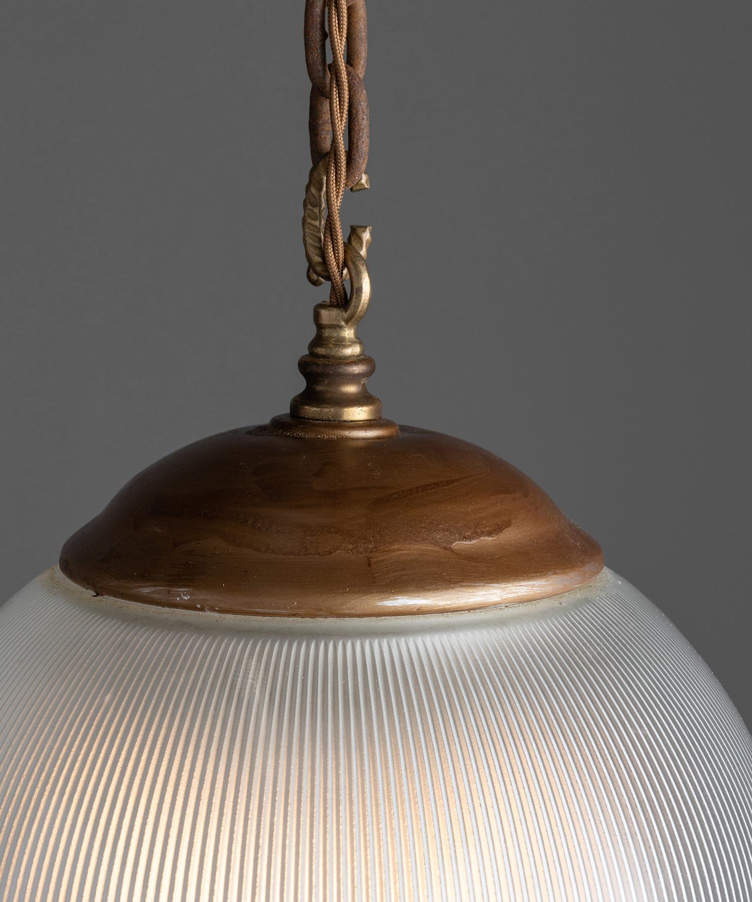 Italian Holophane Globe Pendant, Italy, Circa 1950