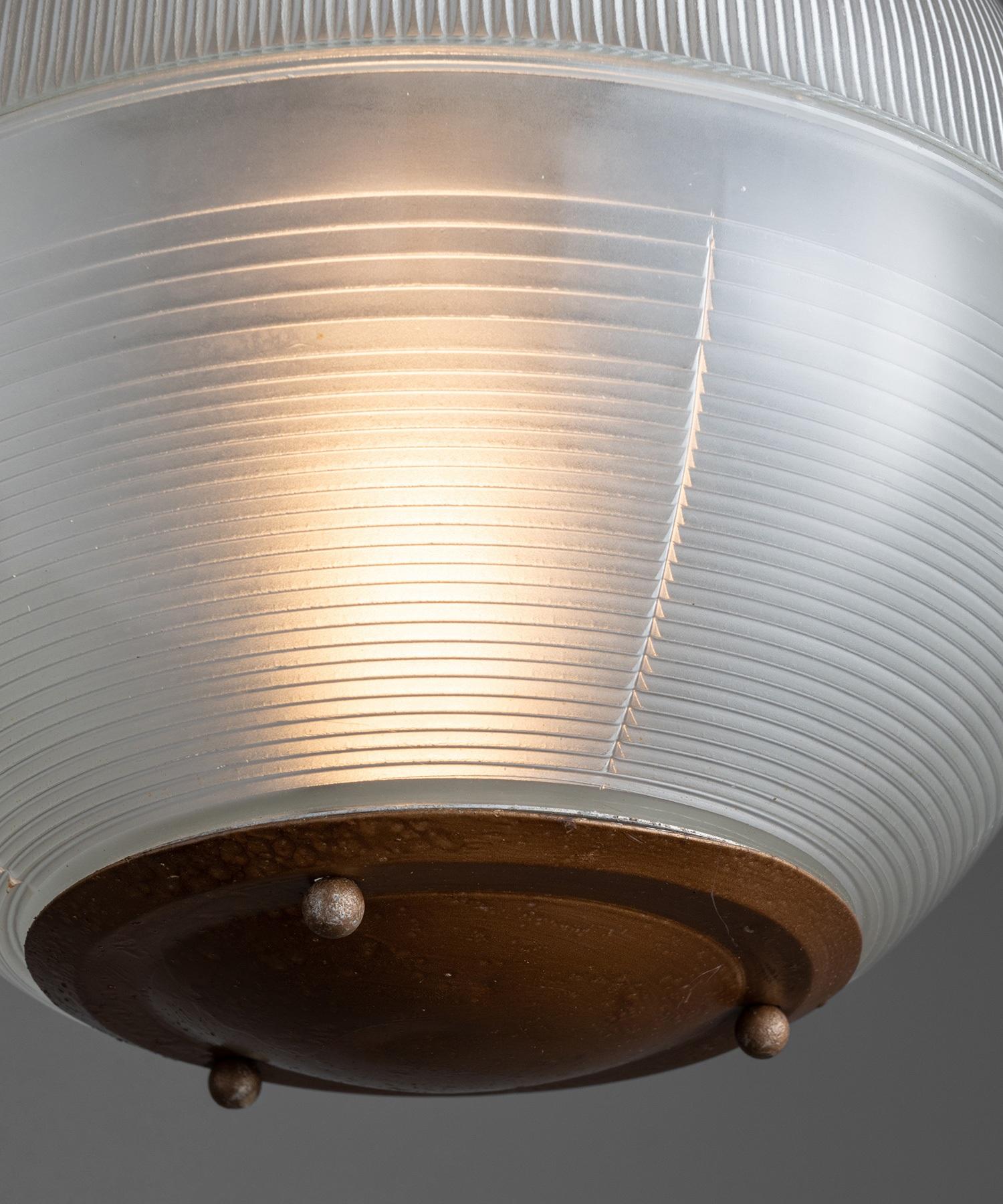 Holophane Globe Pendant, Italy, Circa 1950 In Good Condition In Culver City, CA