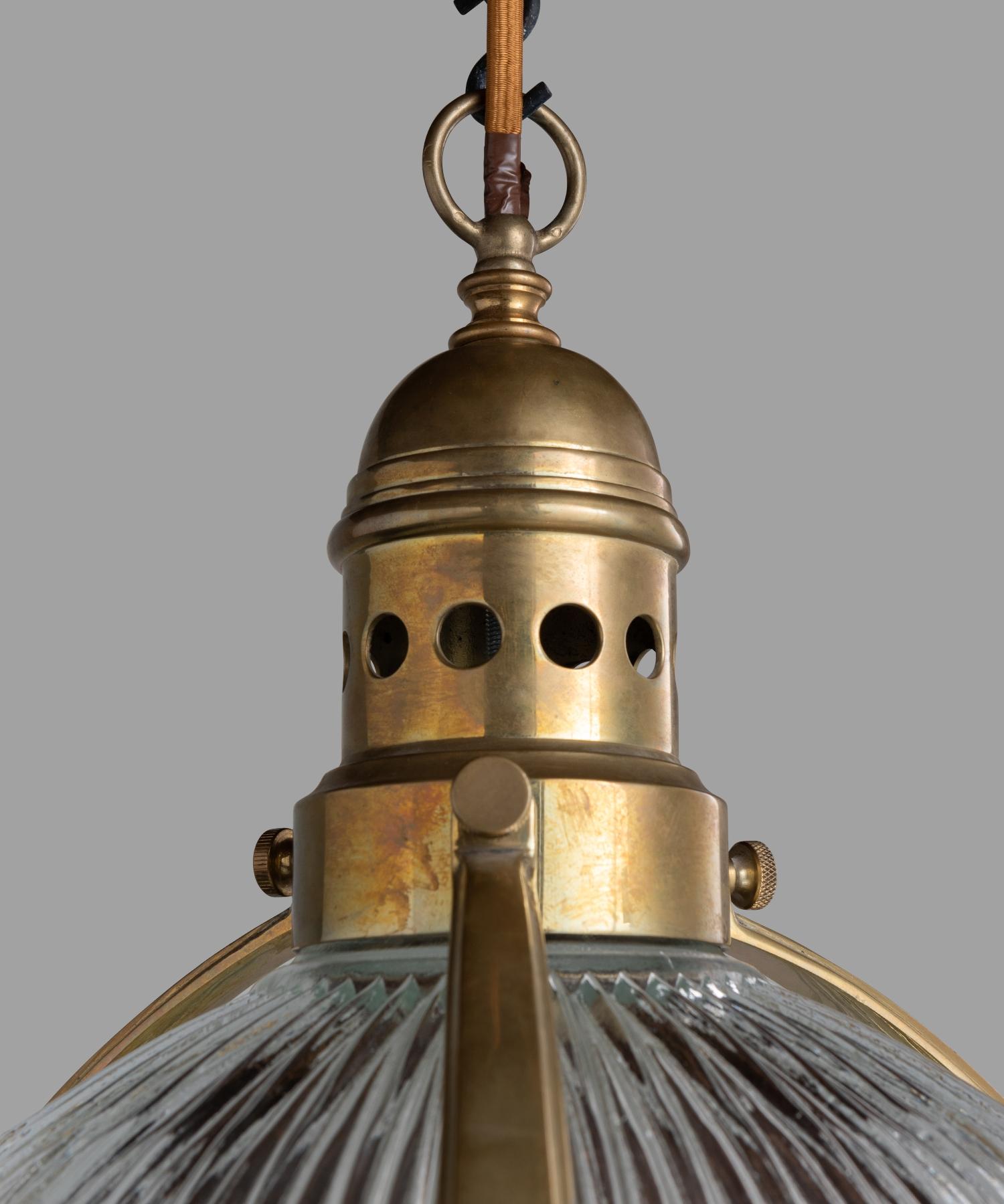 English Holophane Globe Pendants, England, 20th Century