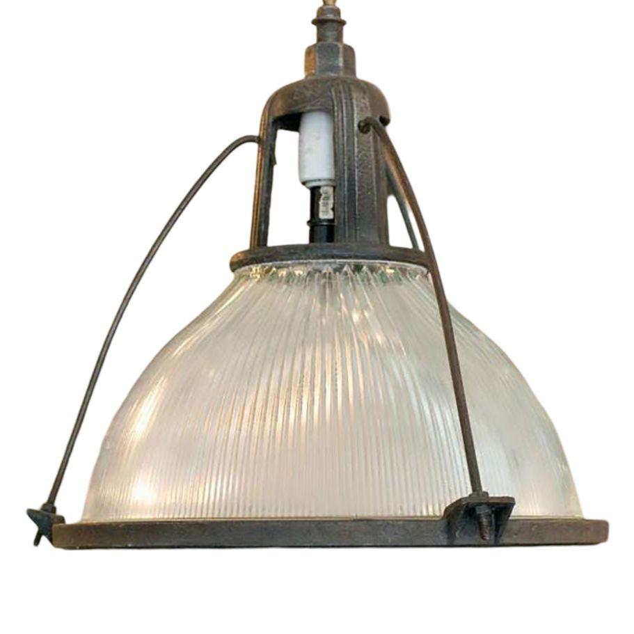 American Holophane Industrial Hanging Pendant Light For Sale