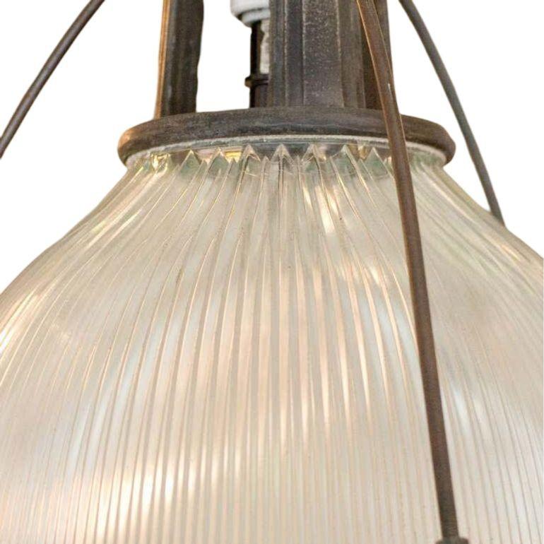 Americano Lampada a sospensione industriale Holophane in vendita