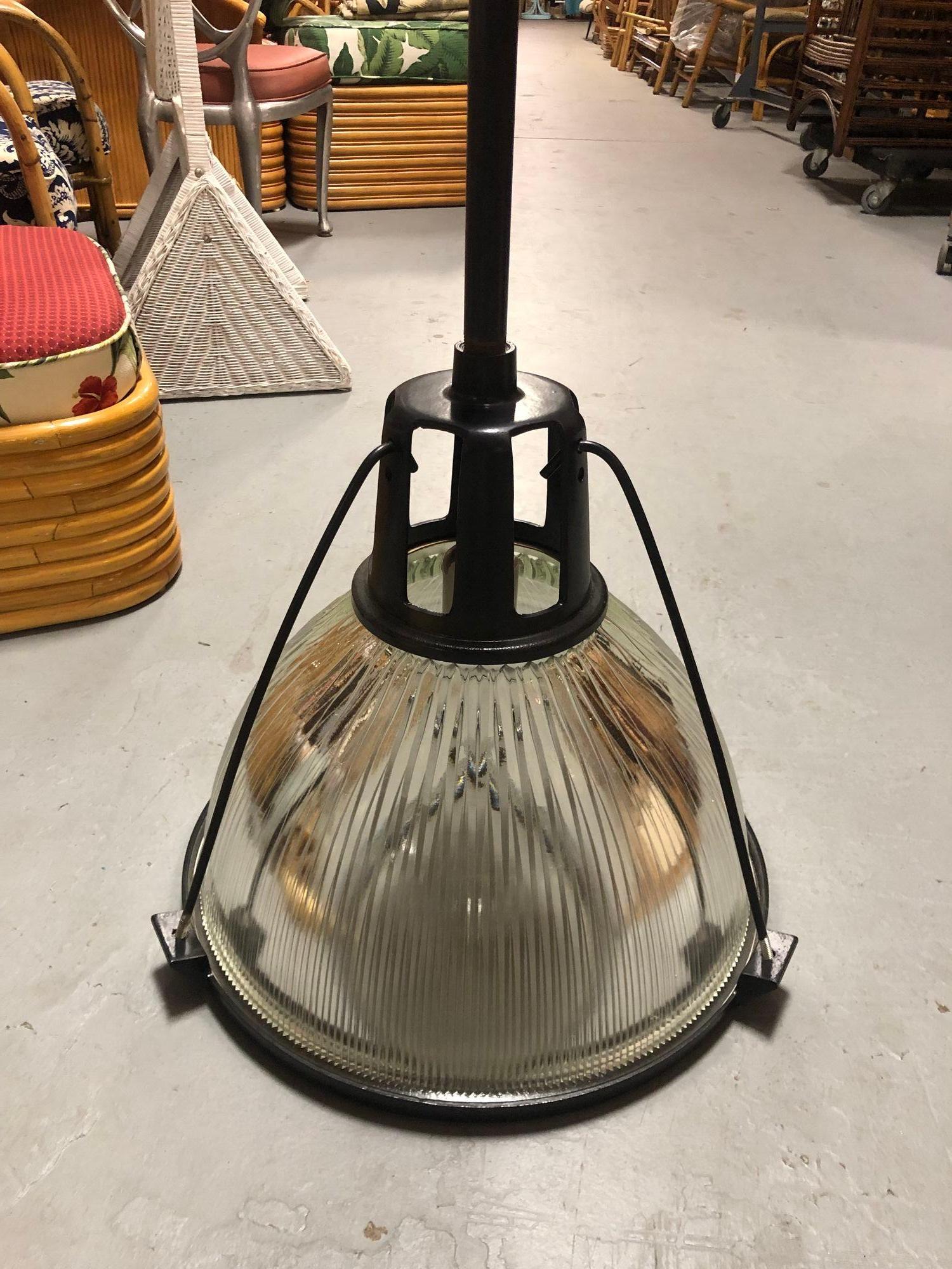Holophane Industrial Hanging Pendant Lights, 14 available In Excellent Condition For Sale In Van Nuys, CA