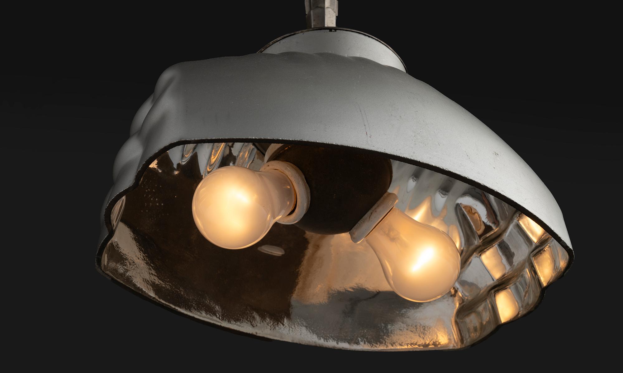 Mid-20th Century Holophane Mercury Pendant with Nickel Plated Gallery, Germany circa 1950 For Sale