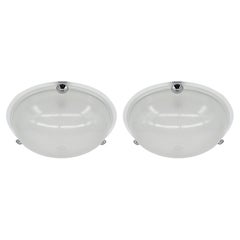 Antique Holophane Pair of French Art Deco Flush Mounts, 1920