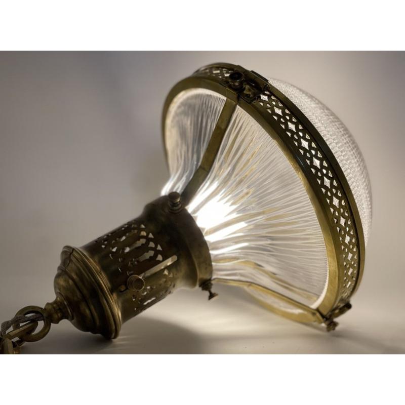 Holophane Prismenglas-Hängeleuchte von André Blondel, Frankreich, 1920er Jahre im Angebot 5