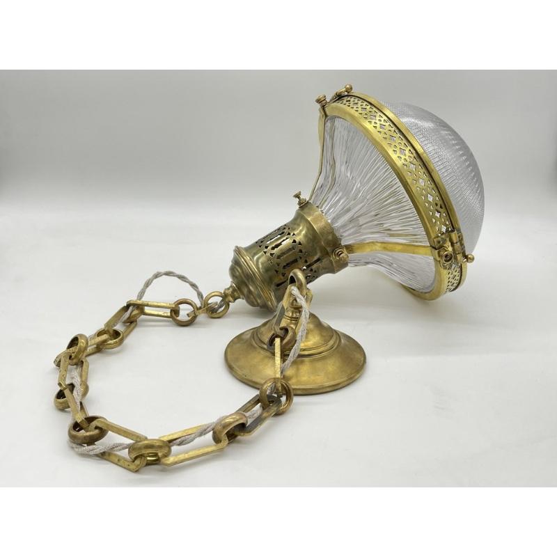 Holophane Prismenglas-Hängeleuchte von André Blondel, Frankreich, 1920er Jahre (20. Jahrhundert) im Angebot