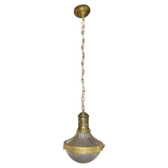 Holophane Prismenglas-Hängeleuchte von André Blondel, Frankreich, 1920er Jahre im Angebot