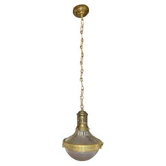 Holophane Prismatic Glass Pendant Light by André Blondel, France, 1920s