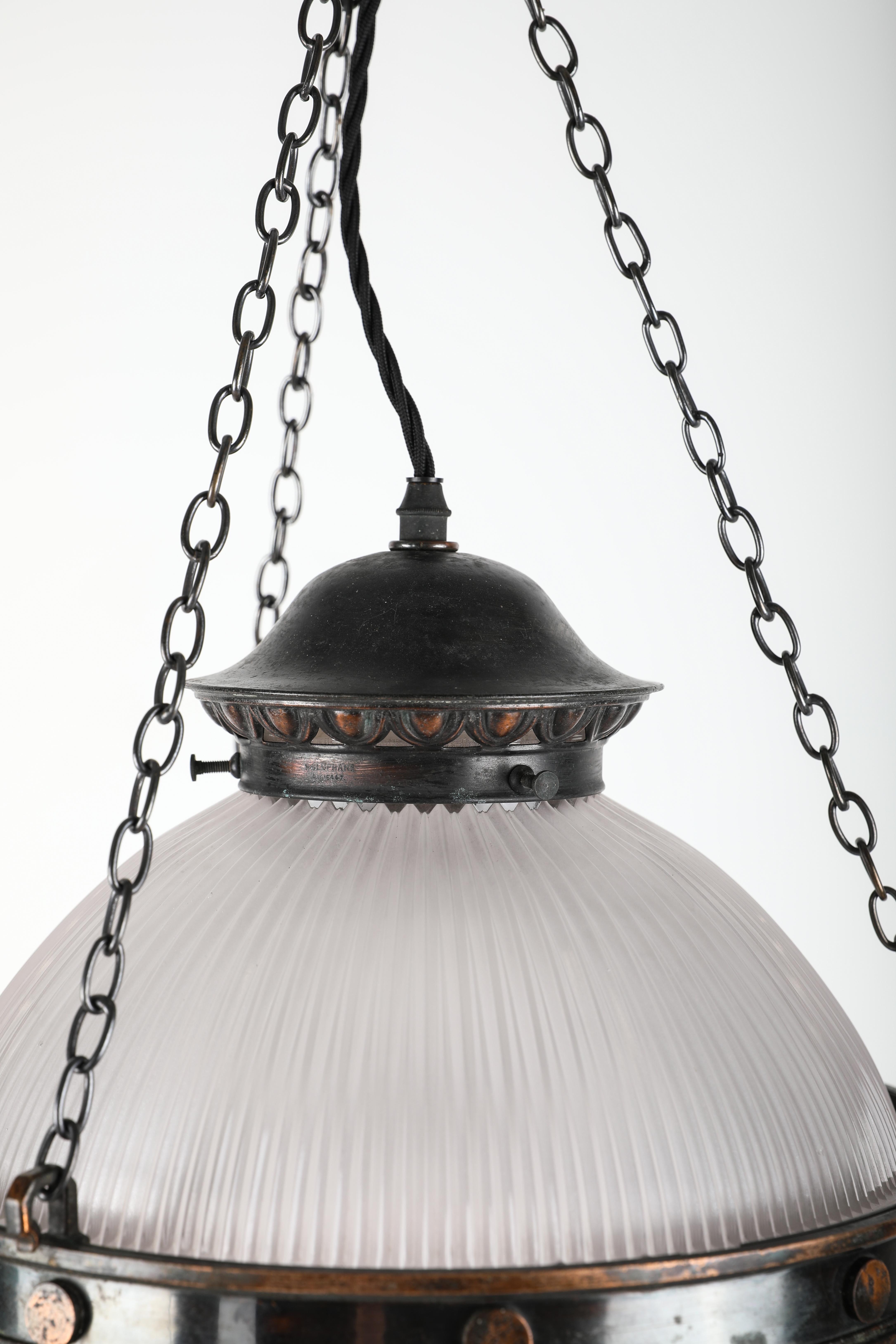 Holophane 'Reflector-Refractor' Prismatic Glass Pendant Light. c.1920 3