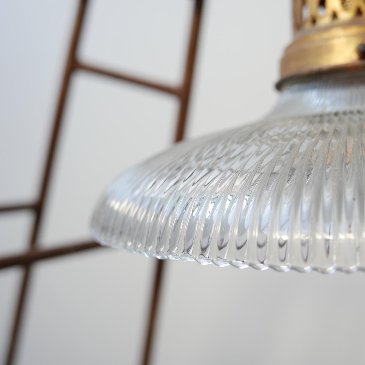 Mid-Century Modern Holophane Ribbed Glass Midcentury Pendant Lights '2'