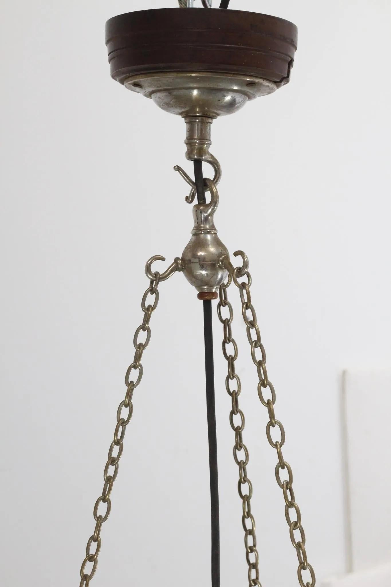 Milieu du XXe siècle Holophane Très importante et rare suspension à double réflecteur en verre en vente