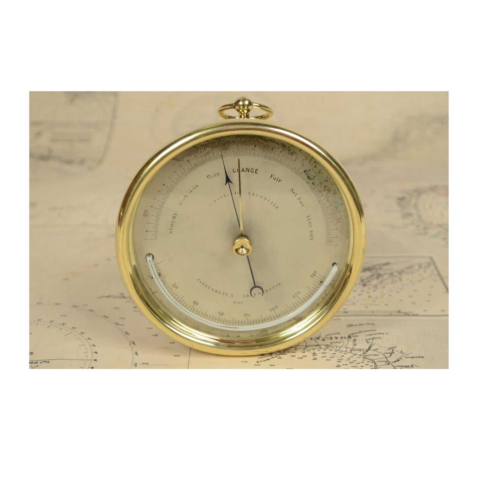 Holosteric Barometer Made of Brass and Glass, Late 19th Century 4