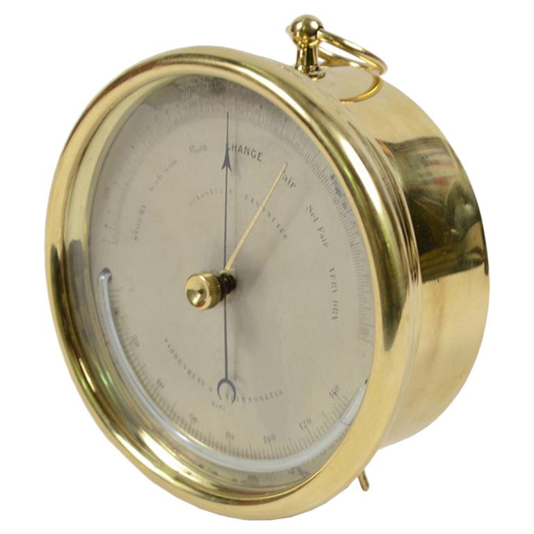 Holosteric Barometer Made of Brass and Glass, Late 19th Century