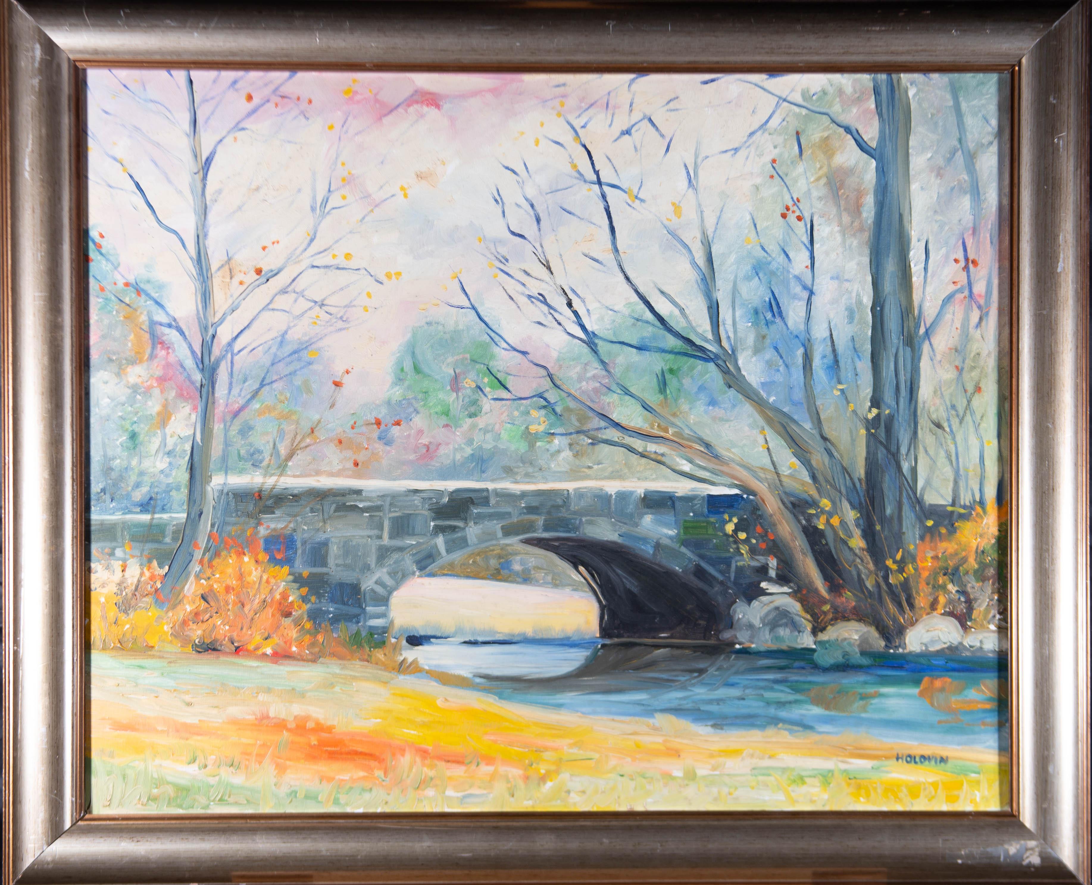 autumn bridge painting