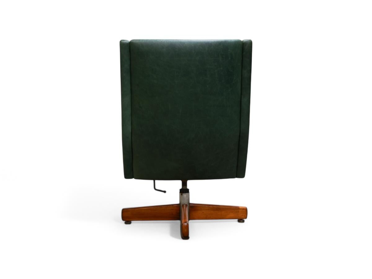 Woodwork “Holperin” Armchair in Green Leather & Hardwood by Sergio Rodrigues, c. 1962s For Sale
