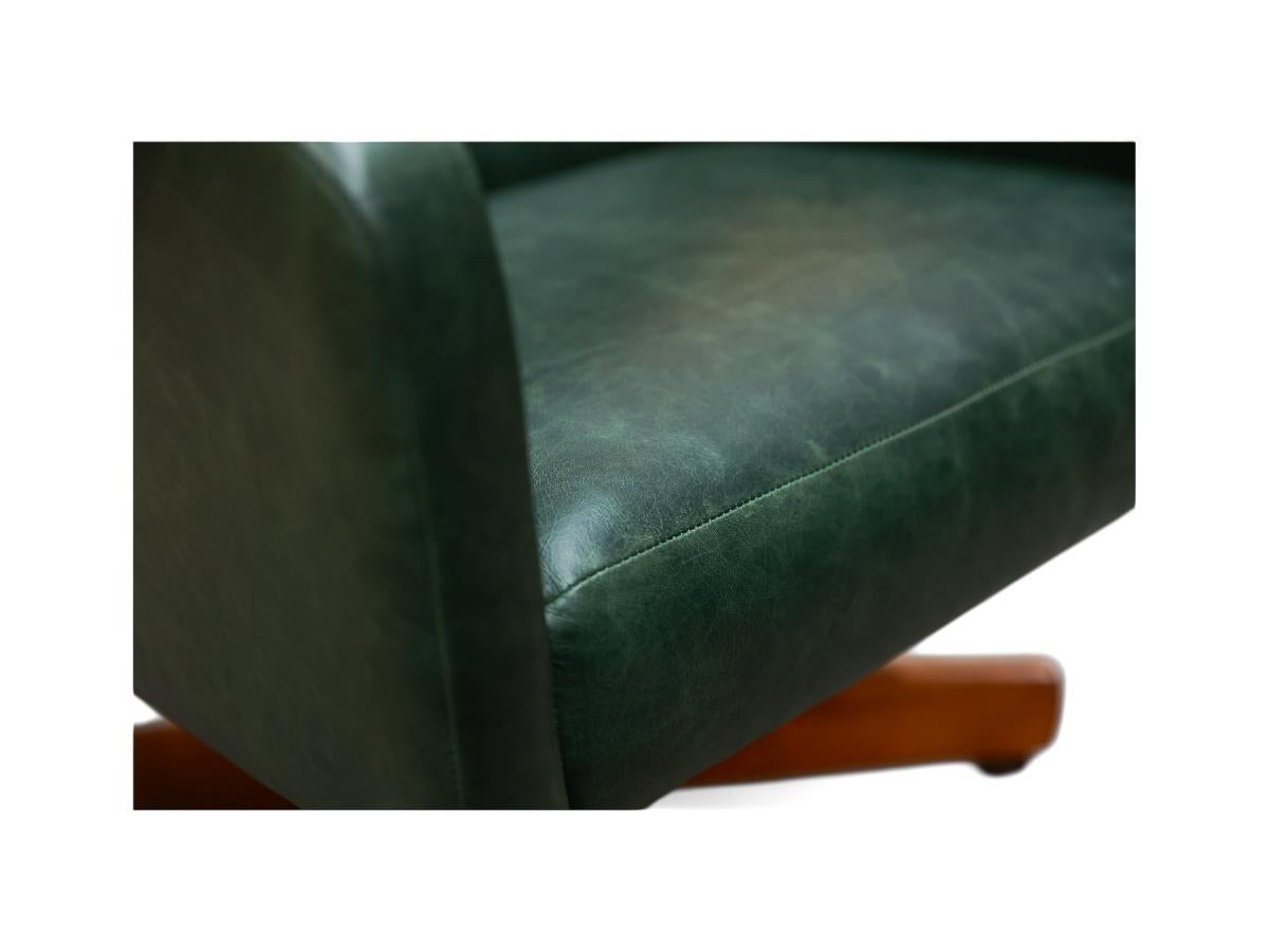 20th Century “Holperin” Armchair in Green Leather & Hardwood by Sergio Rodrigues, c. 1962s For Sale