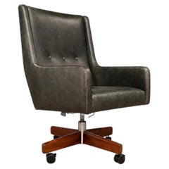 “Holperin” Swivel Armchair in Green Leather & Rosewood, Sergio Rodrigues, 1962