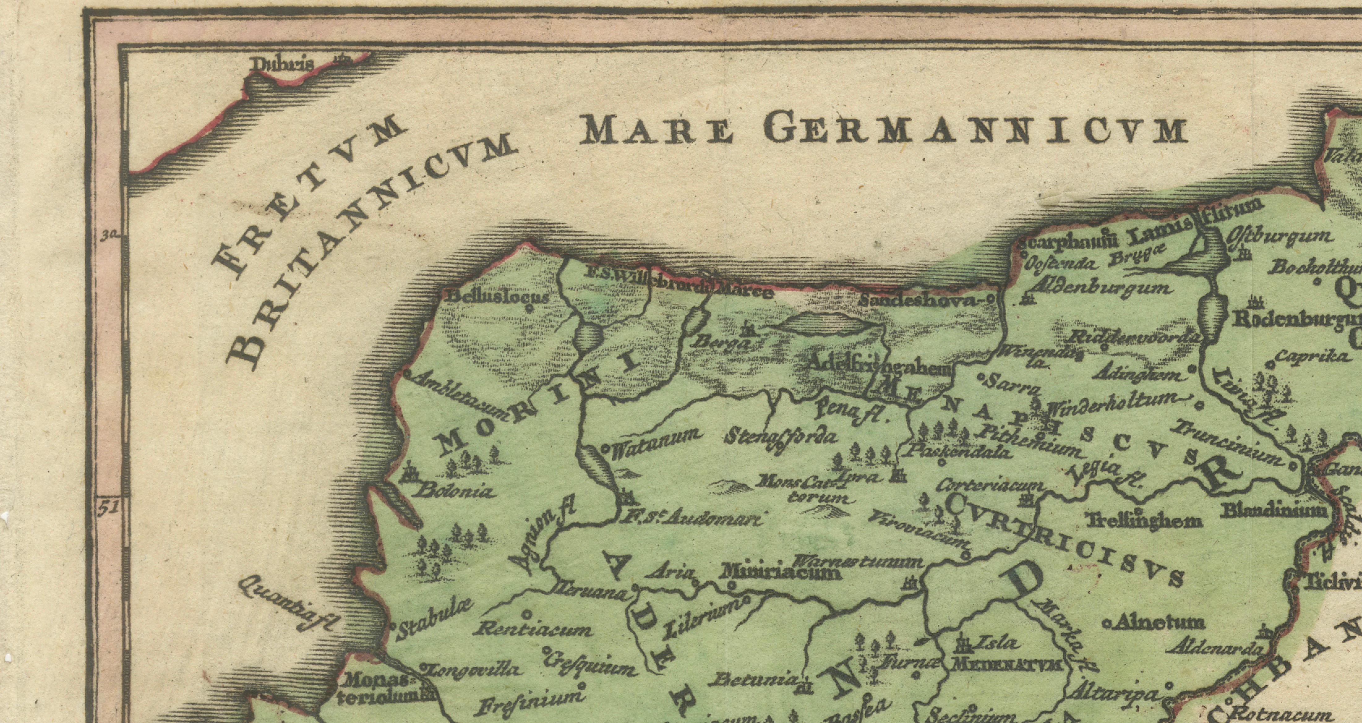 Holsatia Ducatus Antique Map of Holstein and Hamburg Region, Petrus Kaerius 1650