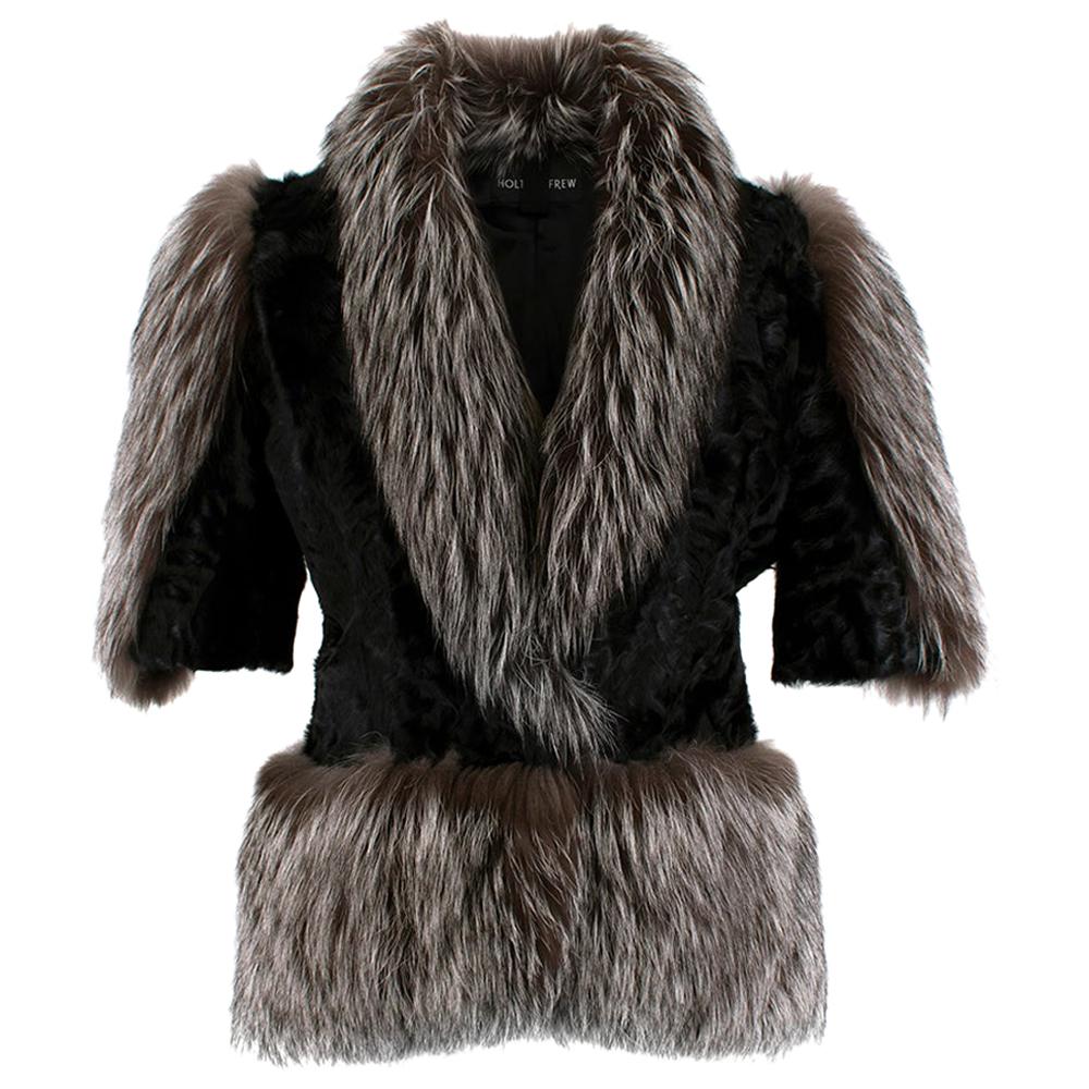 Holt Renfrew Astrakhan & Racoon Fur Jacket S