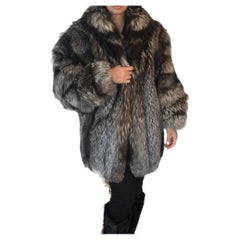 Holt Renfrew Dyed Silver Fox Fur Stroller Coat (Size 10-M)