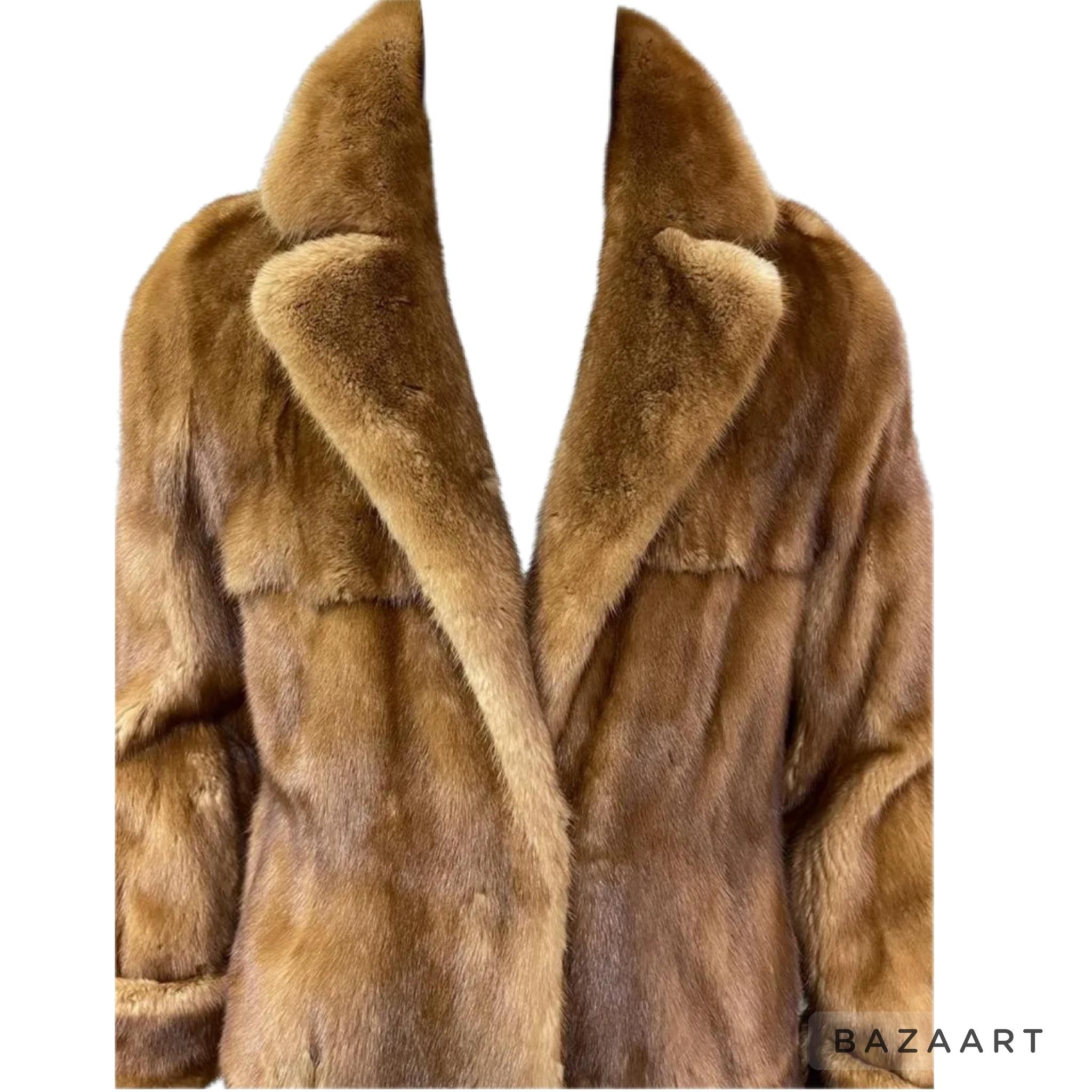 Holt Renfrew whiskey female mink Fur coat men's 44 silk  For Sale 11