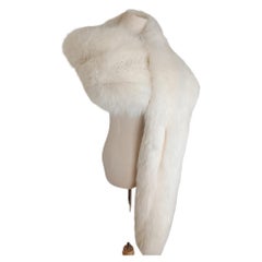 Holt Renfrew White Fox Fur Cape Shrug Stole Boa wedding