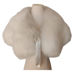 Holt Renfrew White Fox Fur Cape Shrug Stole Boa wedding