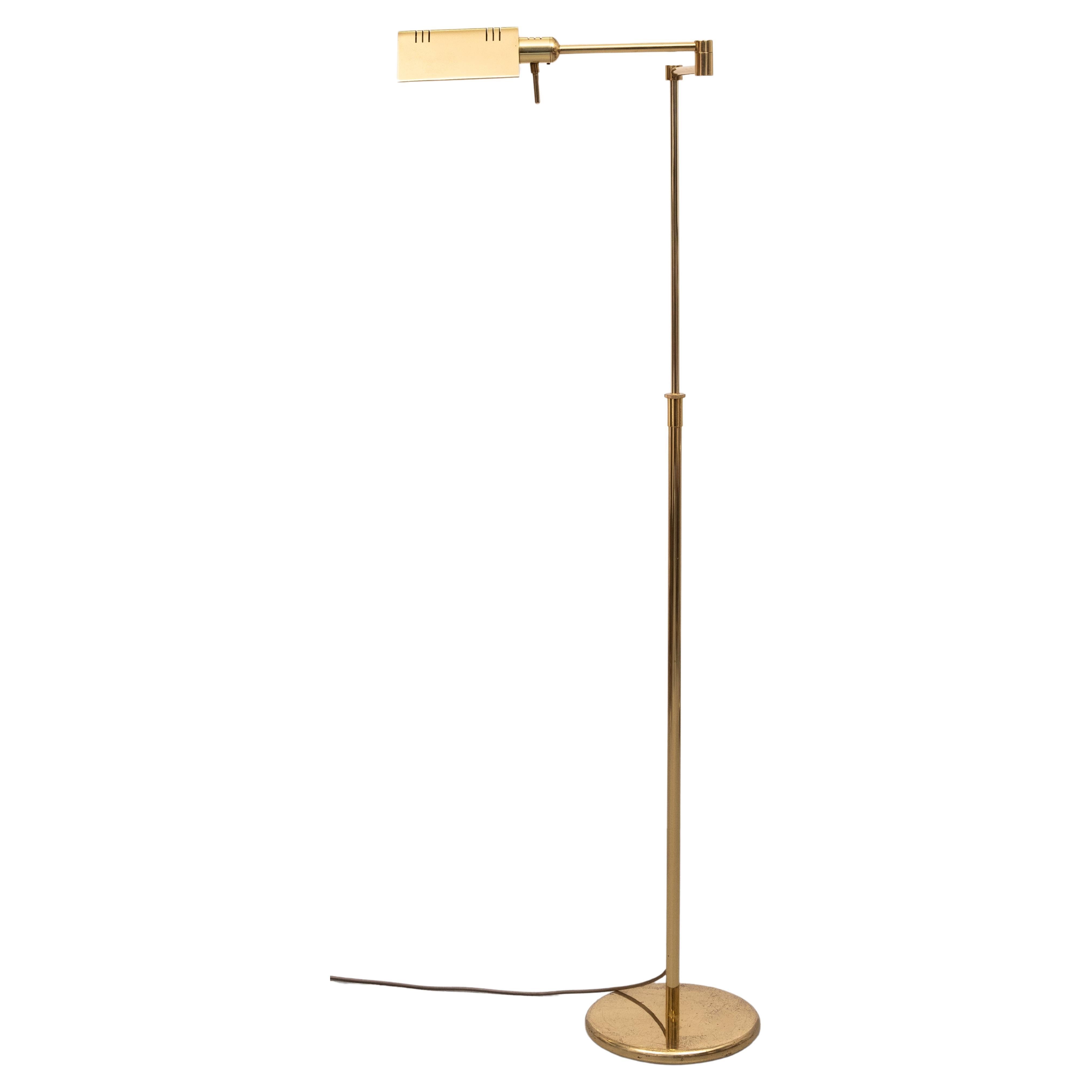 Mid-Century Modern Holtkoetter adjustable  Brass swing arm floor lamp. Germany   For Sale